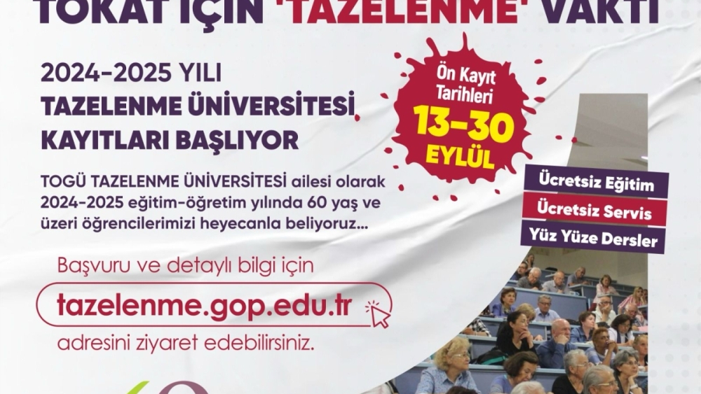 TOKAT İÇİN " TAZELENME" VAKTİ.